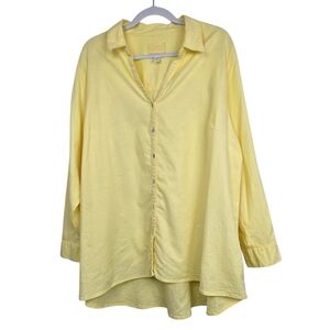 Sigrid Olsen Linen Blend Long Sleeve Button-Down Shirt Size 3X Yellow
